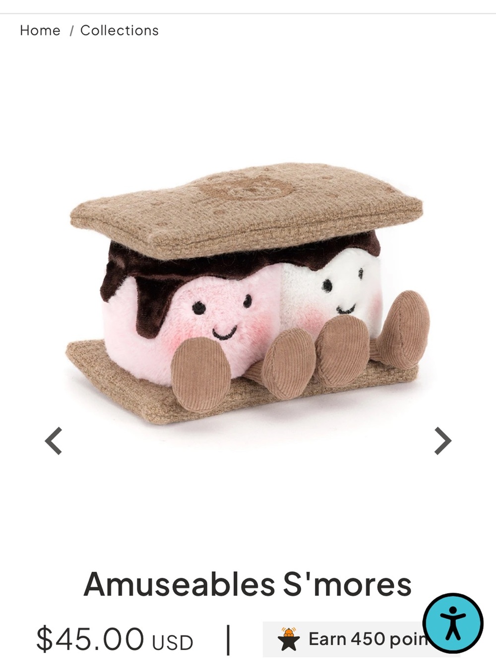 Jellycat Amuseables S'mores Plush NWT!- Pink & White